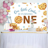 Lofaris Little Cookie Milk White 1st Birthday Party Backdrop